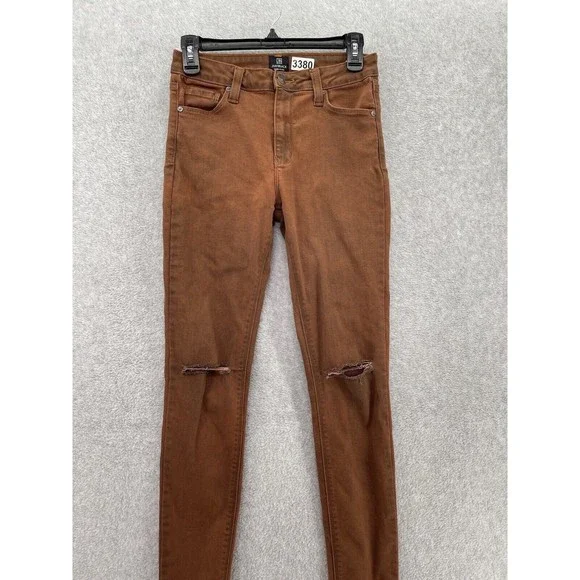 JustBlack Women's Pants Distressed Brown Size 27 Skinny Cotton Blend USA Made - Picture 13 of 14